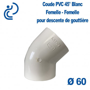 COUDE GOUTTIERE PVC Blanc 45° FF D60