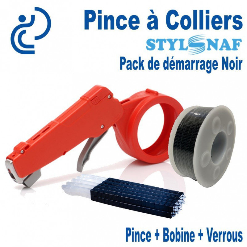 Pack PINCE A COLLIERS Noir (1 Pince + 1 Bobine de lien + Verrous)