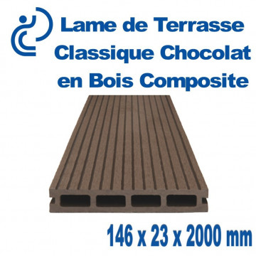 lame de terrasse bois composite classique Chocolat longueur 2mètres