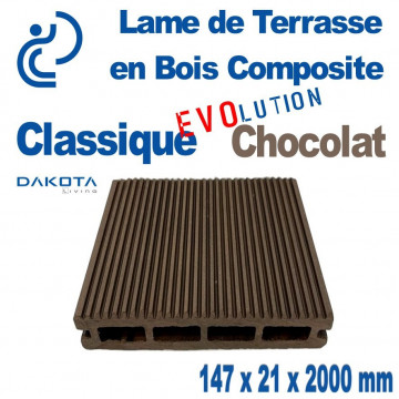 Lame de Terrasse Bois Composite Classique Evolution Chocolat longueur 2 mètres