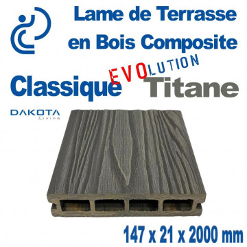 Lame de Terrasse Bois Composite Classique Evolution Titane longueur 2 mètres