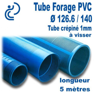 Tube Forage PVC 126.6/140 Crépiné 1mm A visser longueur 5ml