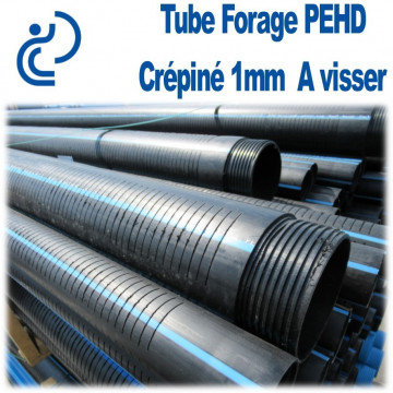 Tube Forage PEHD 79.2x90 (3") Crépiné 1mm longueur de 1ml