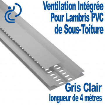 Profile de ventilation intégré "entre lame" pour lambris PVC Gris Clair longueur de 4ml