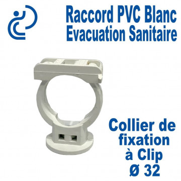 Collier de Fixation blanc à Clip PVC D32