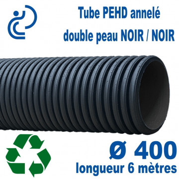 Tube annelé PEHD Série ECO (noir/noir) Ø400 barre de 6ml