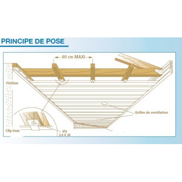 LAMBRIS PVC DE SOUS TOITURE SABLE planches de 25cmX4ml