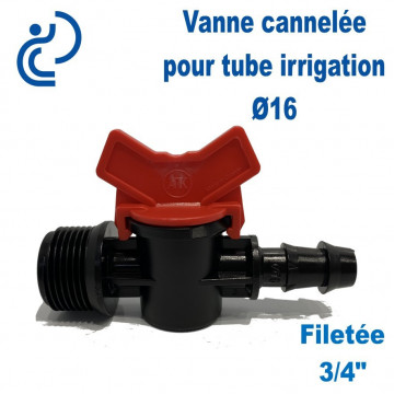Vanne Cannelée pour Tube Irrigation D16 filetée 3/4"