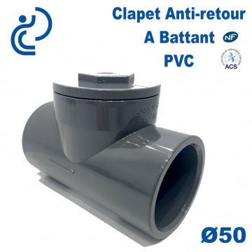 Clapet Anti-retour à Battant PVC Ø50 à coller PN10