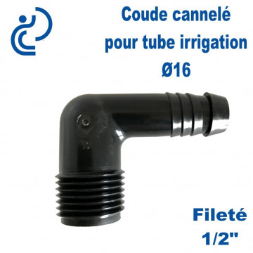 Coude Cannelé pour Tube PEBD Ø16 x 1/2" fileté