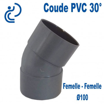 Coude PVC évacuation 30° Ø100 Femelle-Femelle