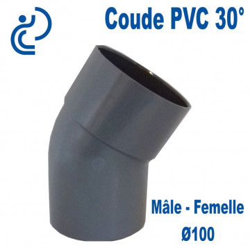 Coude PVC évacuation 30° Ø100 Mâle-Femelle