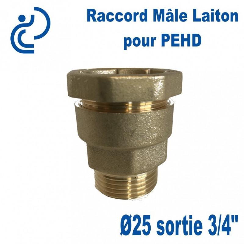 Raccord Mâle Laiton D25 sortie 3/4 Pour tube PEHD