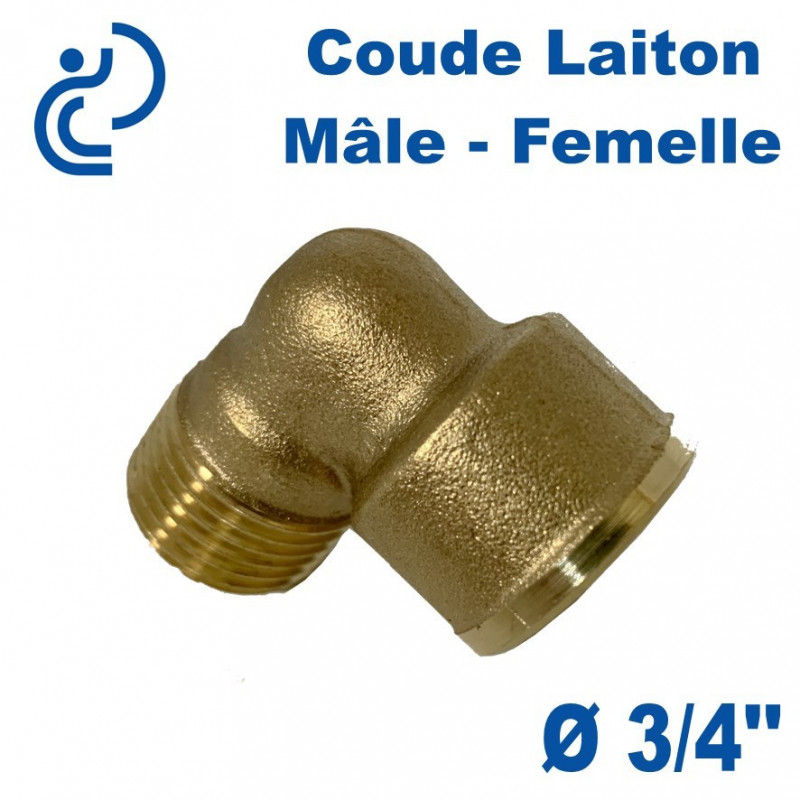 Coude laiton F/C 90GCU D220 Femelle 3/4 - Diamètre 22 mm