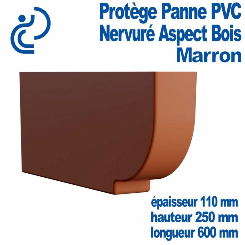 PROTEGE PANNE PVC Marron Nervuré bois ep 110 Lg 600 ht 250mm