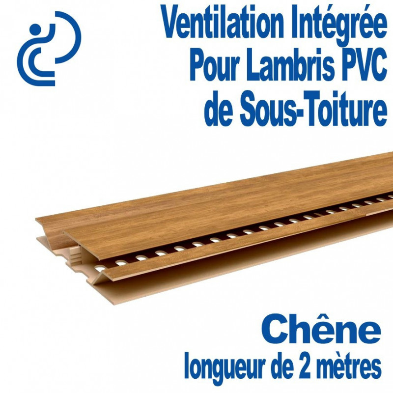 Profile de ventilation intégré "entre lame" pour lambris PVC Chêne longueur de 2ml
