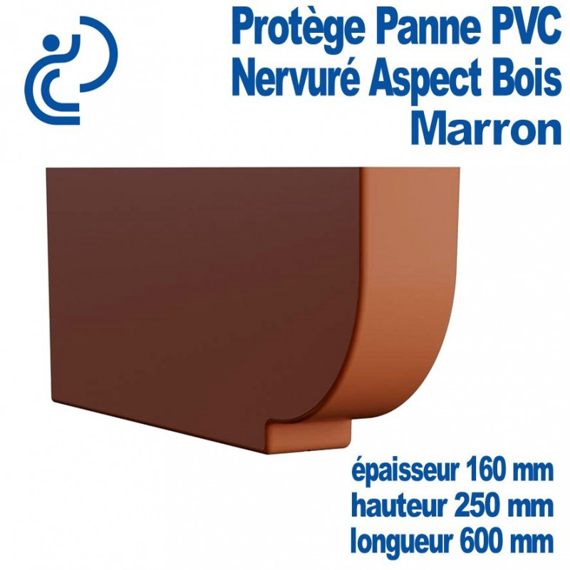 PROTEGE PANNE PVC Marron Nervuré bois ep 160 Lg 600 ht 250mm