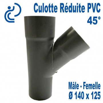 Culotte Réduite Branchement Simple 45° 140x125 PVC à coller MF
