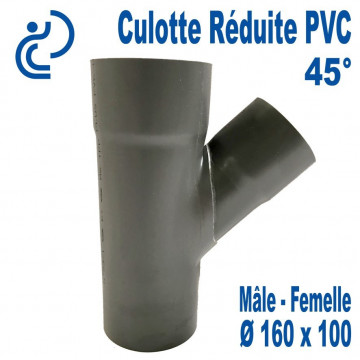 Culotte Réduite Branchement Simple 45° 160x100 PVC à coller MF