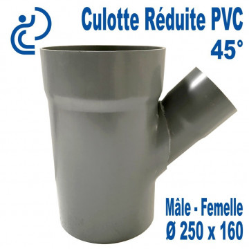 Culotte Réduite Branchement Simple 45° 250x160 PVC à coller MF