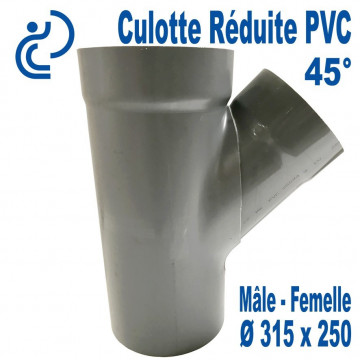 Culotte Réduite Branchement Simple 45° 315x250 PVC à coller MF