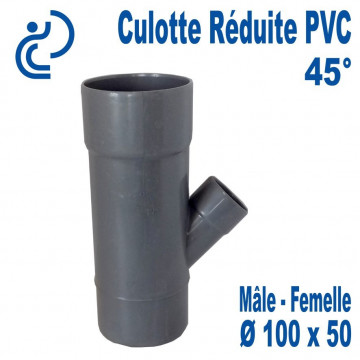 Culotte Réduite Branchement Simple 45° 100x50 PVC à coller MF