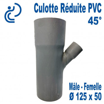 Culotte Réduite Branchement Simple 45° 125x50 PVC à coller MF