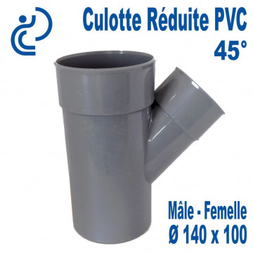Culotte Réduite Branchement Simple 45° 140x100 PVC à coller MF