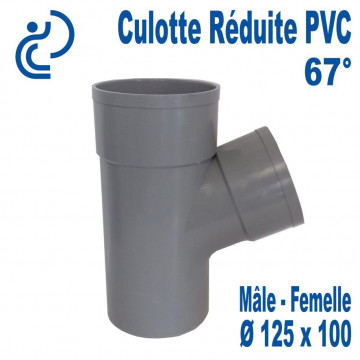 Culotte Réduite Branchement Simple 67° 125x100 PVC à coller MF