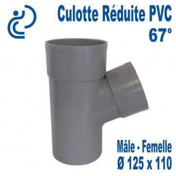 Culotte Réduite Branchement Simple 67° 125x110 PVC à coller MF