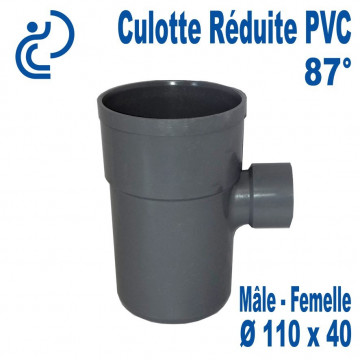 Culotte Réduite Branchement Simple 87° 110x40 PVC à coller MF