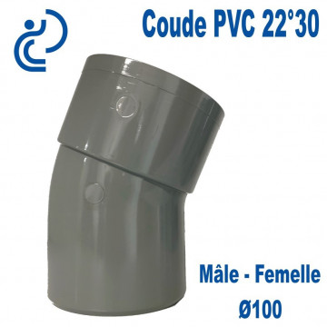 Coude PVC Evacuation 22°30 Ø100 Mâle-Femelle