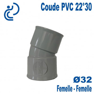 Coude PVC Evacuation 22°30 Ø32 Femelle-Femelle