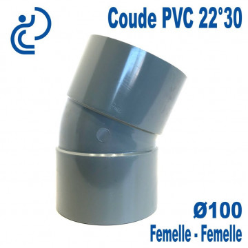 Coude PVC Evacuation 22°30 Ø100 Femelle-Femelle