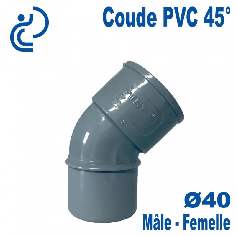 Coude pvc évacuation male-femelle DIAMETRE 40 - 67 DEGRÉS