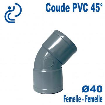 Coude PVC Evacuation 45° Ø40 Femelle-Femelle