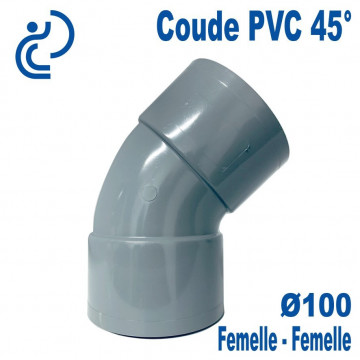 Coude PVC Evacuation 45° Ø100 Femelle-Femelle