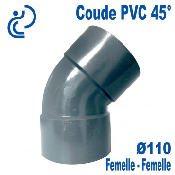 Coude PVC Evacuation 45° Ø110 Femelle-Femelle