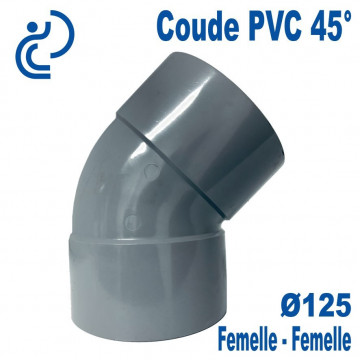Coude PVC Evacuation 45° Ø125 Femelle-Femelle