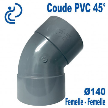Coude PVC Evacuation 45° Ø140 Femelle-Femelle