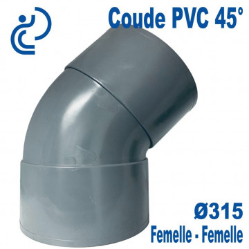 Coude PVC Evacuation 45° Ø250 Femelle-Femelle