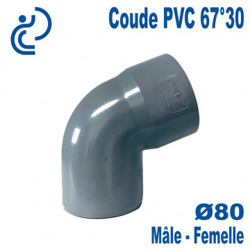 Coude PVC Evacuation 67°30 Ø80 Mâle-Femelle