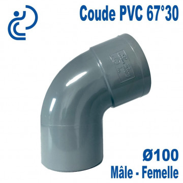 Coude PVC Evacuation 67°30 Ø100 Mâle-Femelle