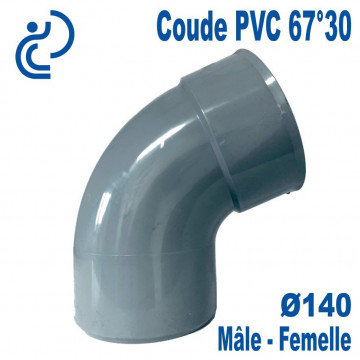 Coude PVC Evacuation 67°30 Ø140 Mâle-Femelle