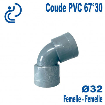 Coude PVC Evacuation 67°30 Ø32 Femelle-Femelle