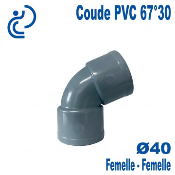 Coude PVC Evacuation 67°30 Ø40 Femelle-Femelle