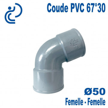 Coude PVC Evacuation 67°30 Ø50 Femelle-Femelle
