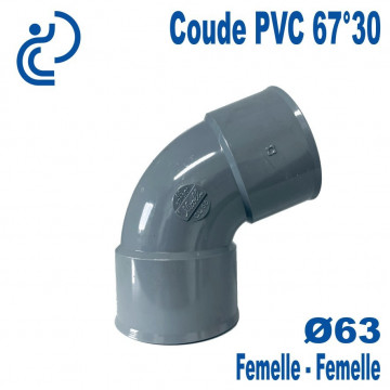 Coude PVC Evacuation 67°30 Ø63 Femelle-Femelle