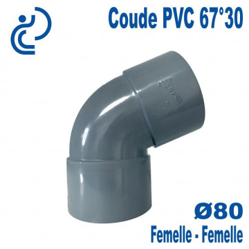 Coude PVC Evacuation 67°30 Ø80 Femelle-Femelle