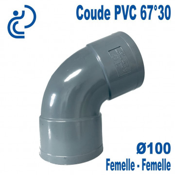 Coude PVC Evacuation 67°30 Ø100 Femelle-Femelle